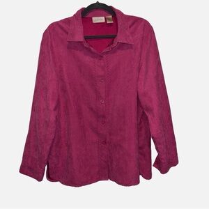 Studio Works Giddy Up Western Hot Pink Suede Button Down